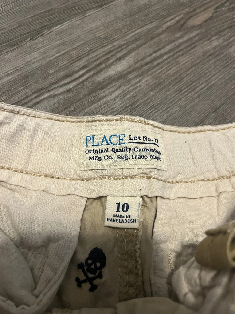 The Children's Place Beige Shorts with Navy Skull Embroidery